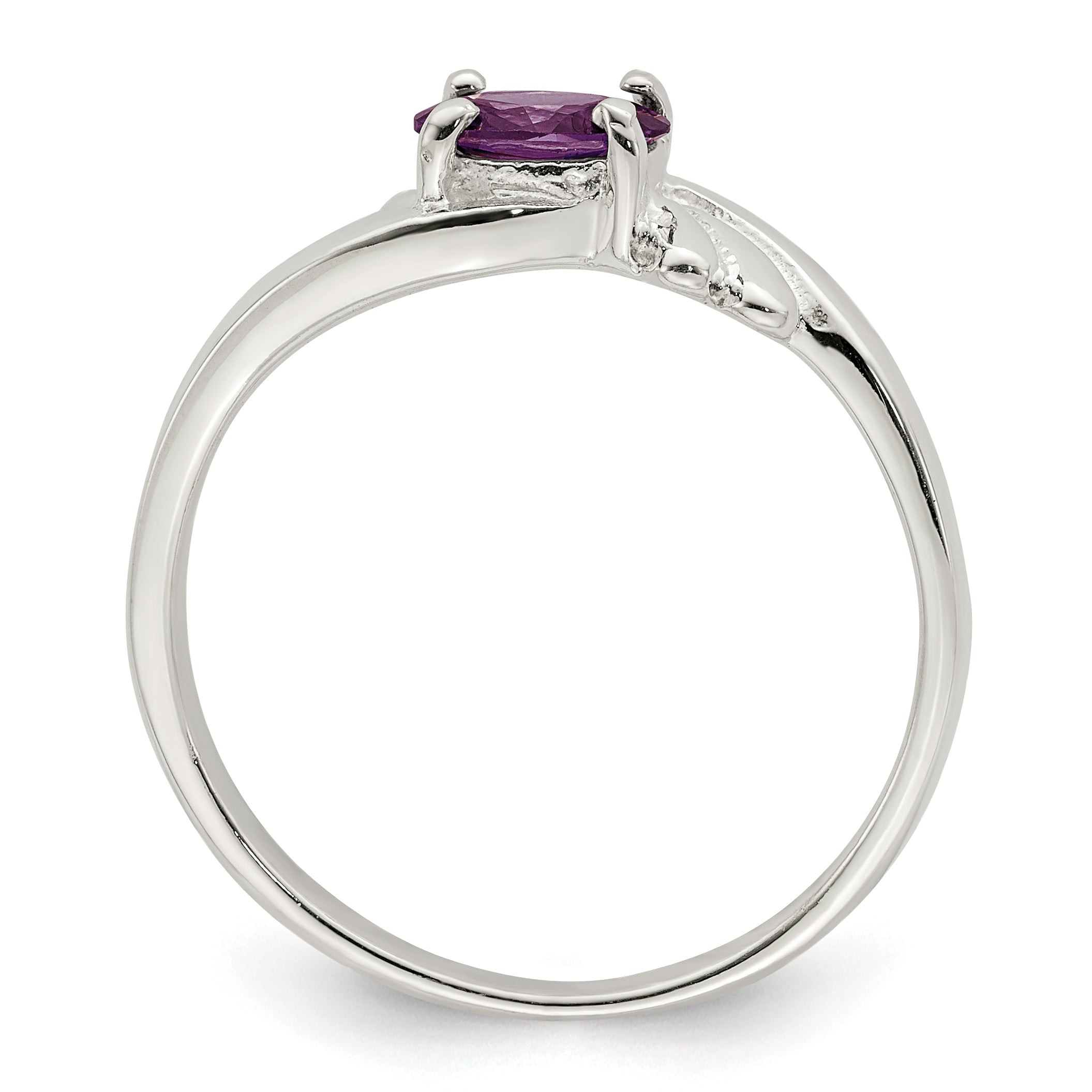 Sterling Silver Purple Oval CZ Ring Secondary image