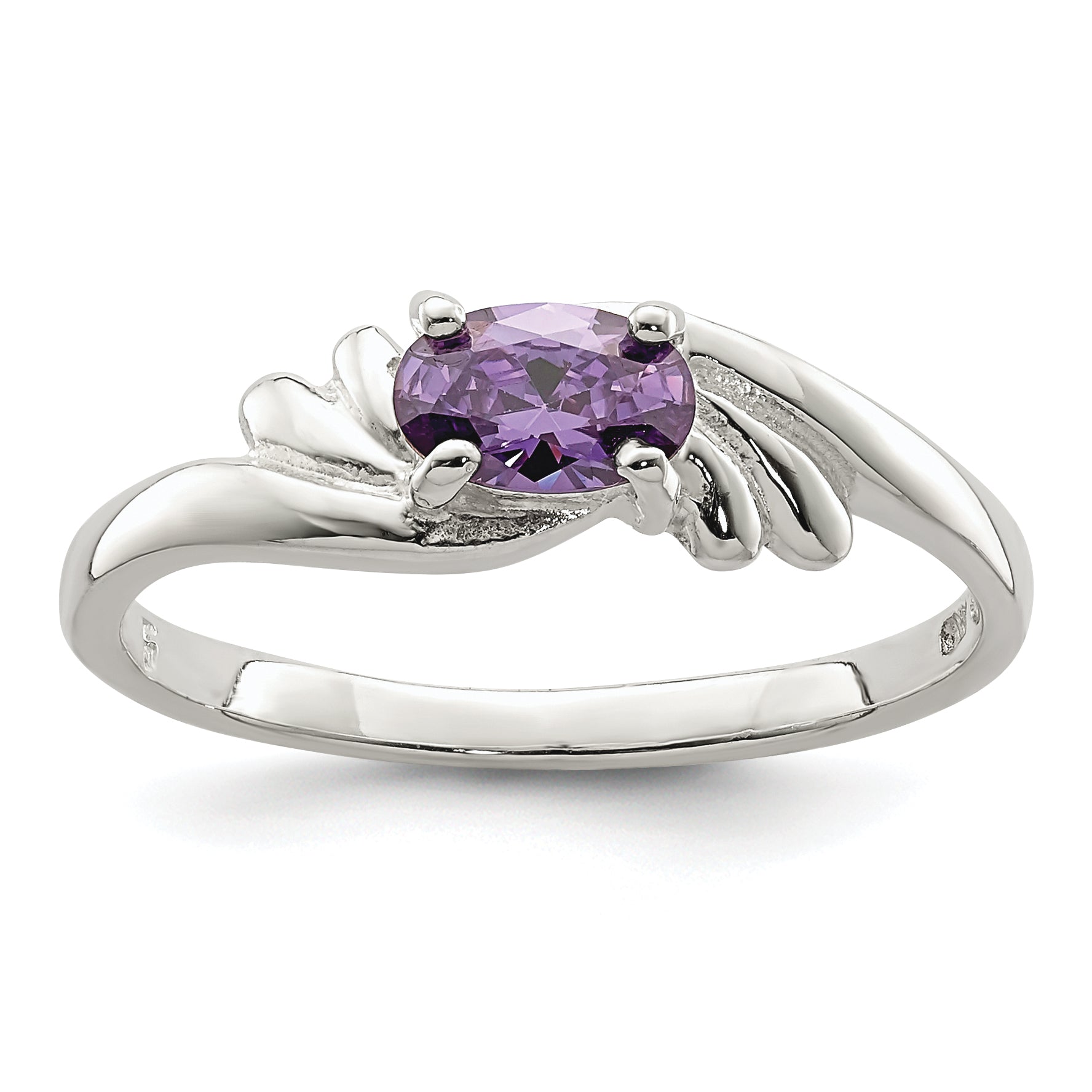 Sterling Silver Purple Oval CZ Ring Main image