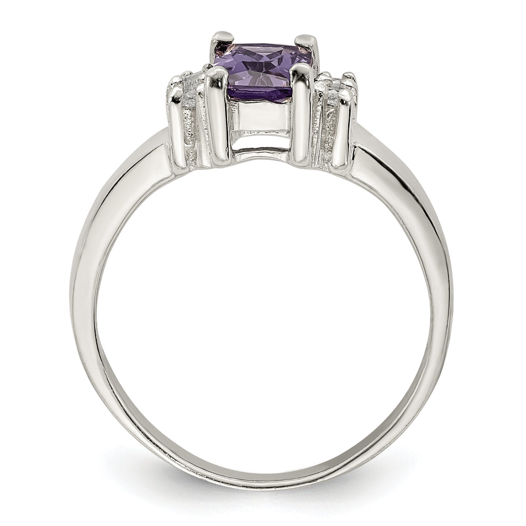Sterling Silver Purple & White Cubic Zirconi Ring