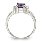 Sterling Silver Purple & White Cubic Zirconi Ring