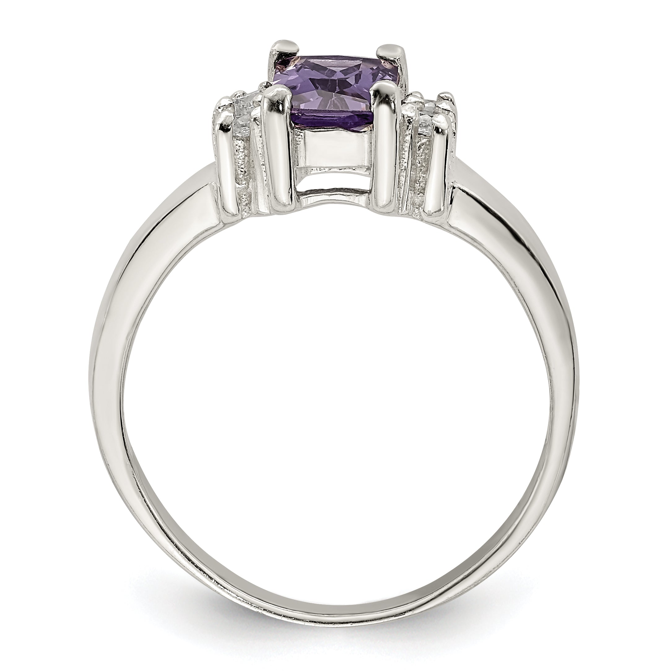 Sterling Silver Purple & White Cubic Zirconi Ring