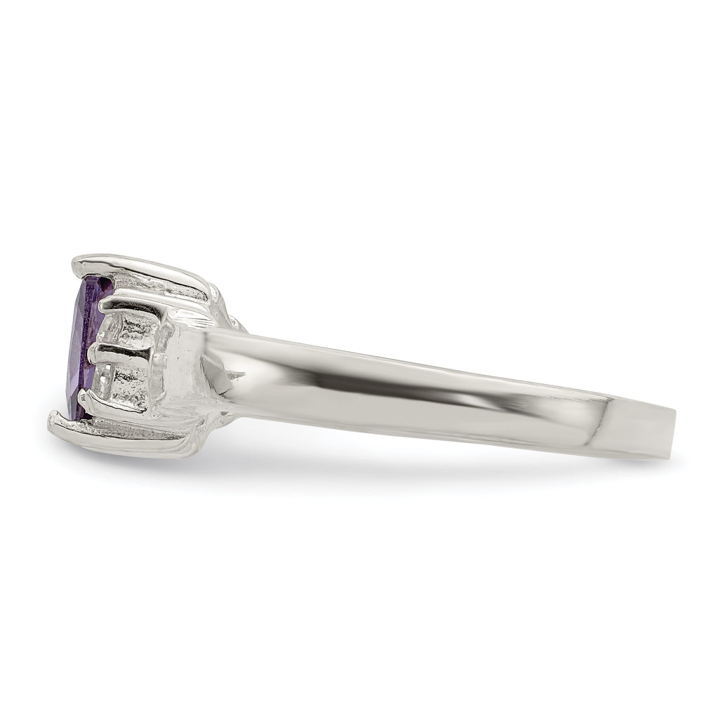 Sterling Silver Purple & White Cubic Zirconi Ring