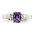 Sterling Silver Purple & White Cubic Zirconi Ring
