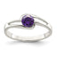 Sterling Silver Purple Round Bezel CZ Ring