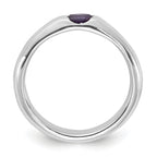 Sterling Silver Purple Oval Cubic Zirconi Half Bezel Ring