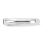 Sterling Silver Purple Oval Cubic Zirconi Half Bezel Ring