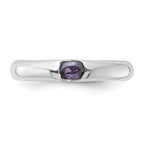 Sterling Silver Purple Oval Cubic Zirconi Half Bezel Ring