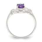 Sterling Silver Purple Oval Cubic Zirconi Ring