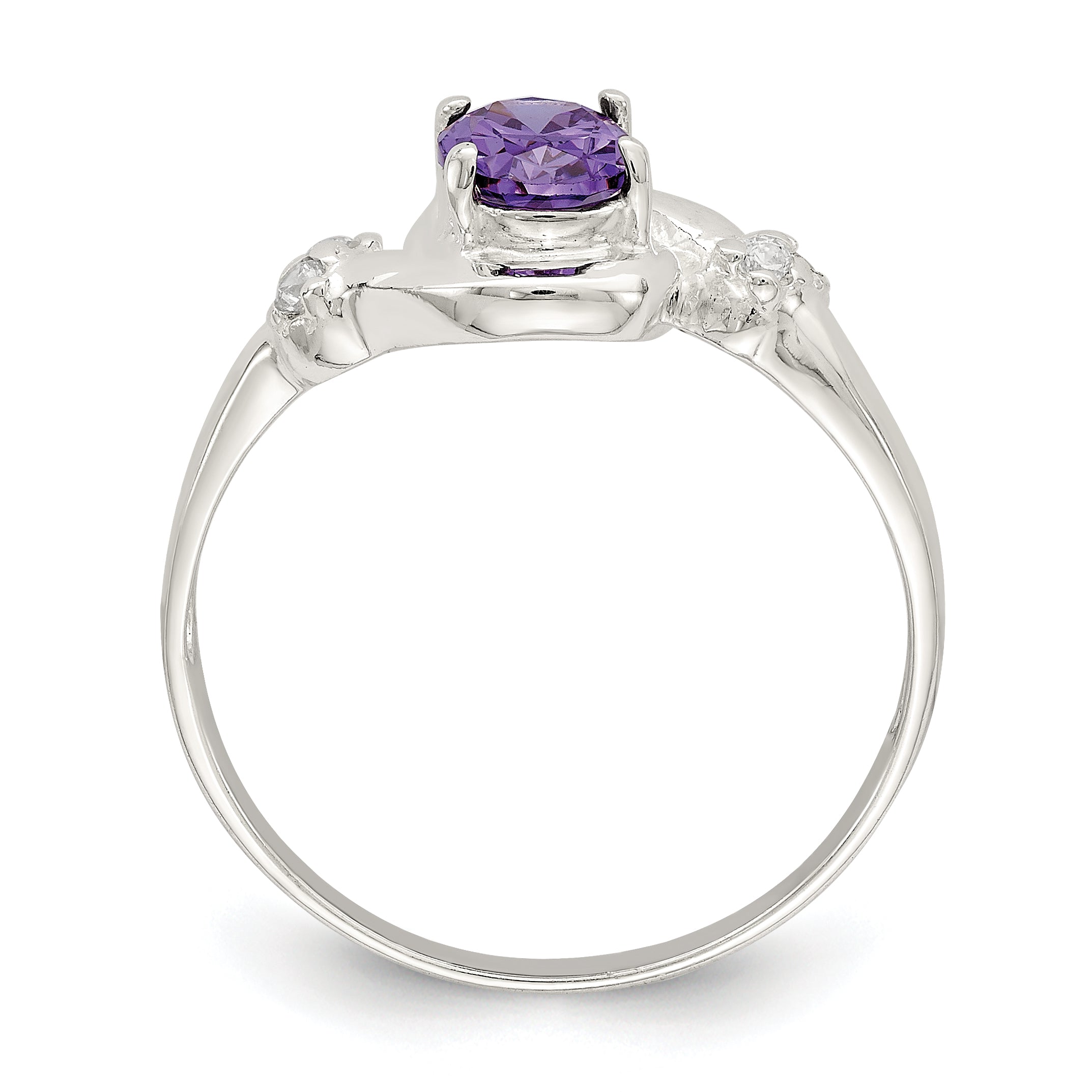 Sterling Silver Purple Oval Cubic Zirconi Ring