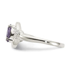 Sterling Silver Purple Oval Cubic Zirconi Ring
