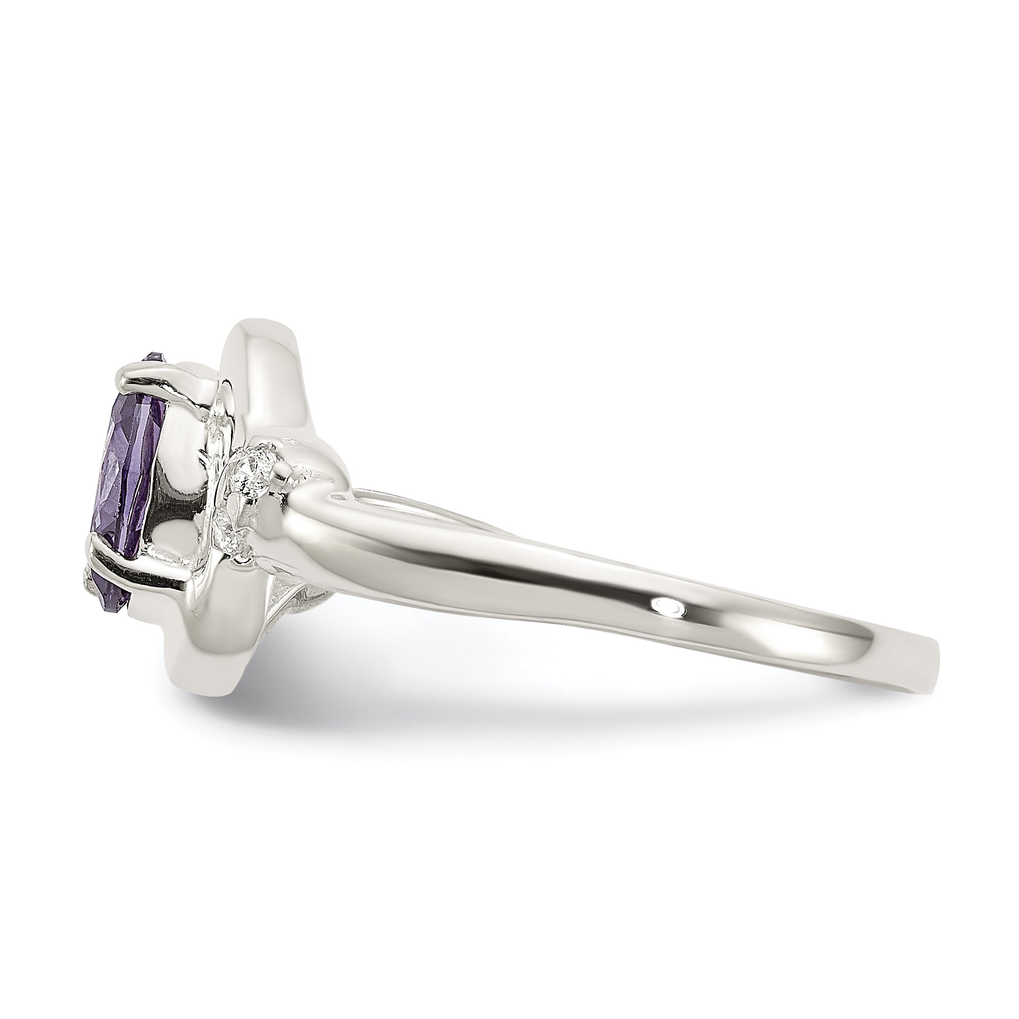 Sterling Silver Purple Oval Cubic Zirconi Ring