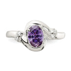 Sterling Silver Purple Oval Cubic Zirconi Ring