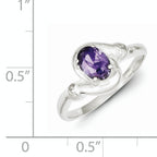 Sterling Silver Purple Oval Cubic Zirconi Ring