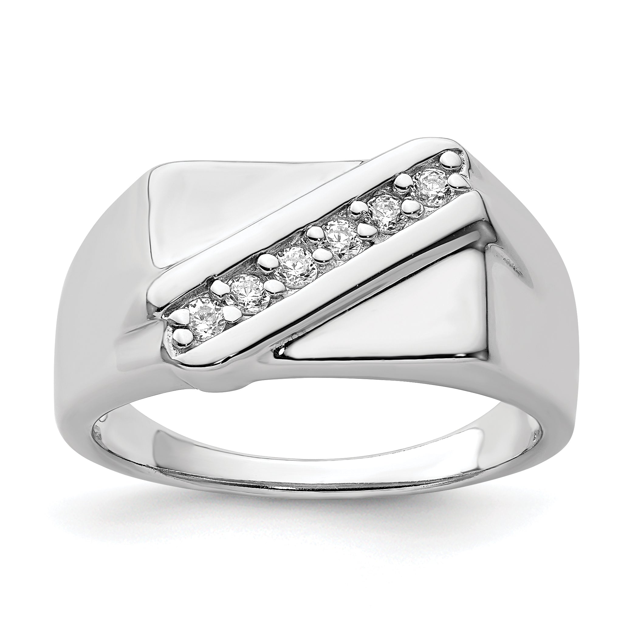 Sterling Silver Rhodium Plated Fancy CZ Ring Main image