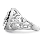 Sterling Silver Rhodium Plated CZ Black Onyx Ring