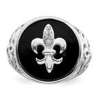 Sterling Silver Rhodium Plated CZ Black Onyx Ring