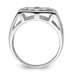 Sterling Silver Rhodium Plated CZ Fleur de lis Ring