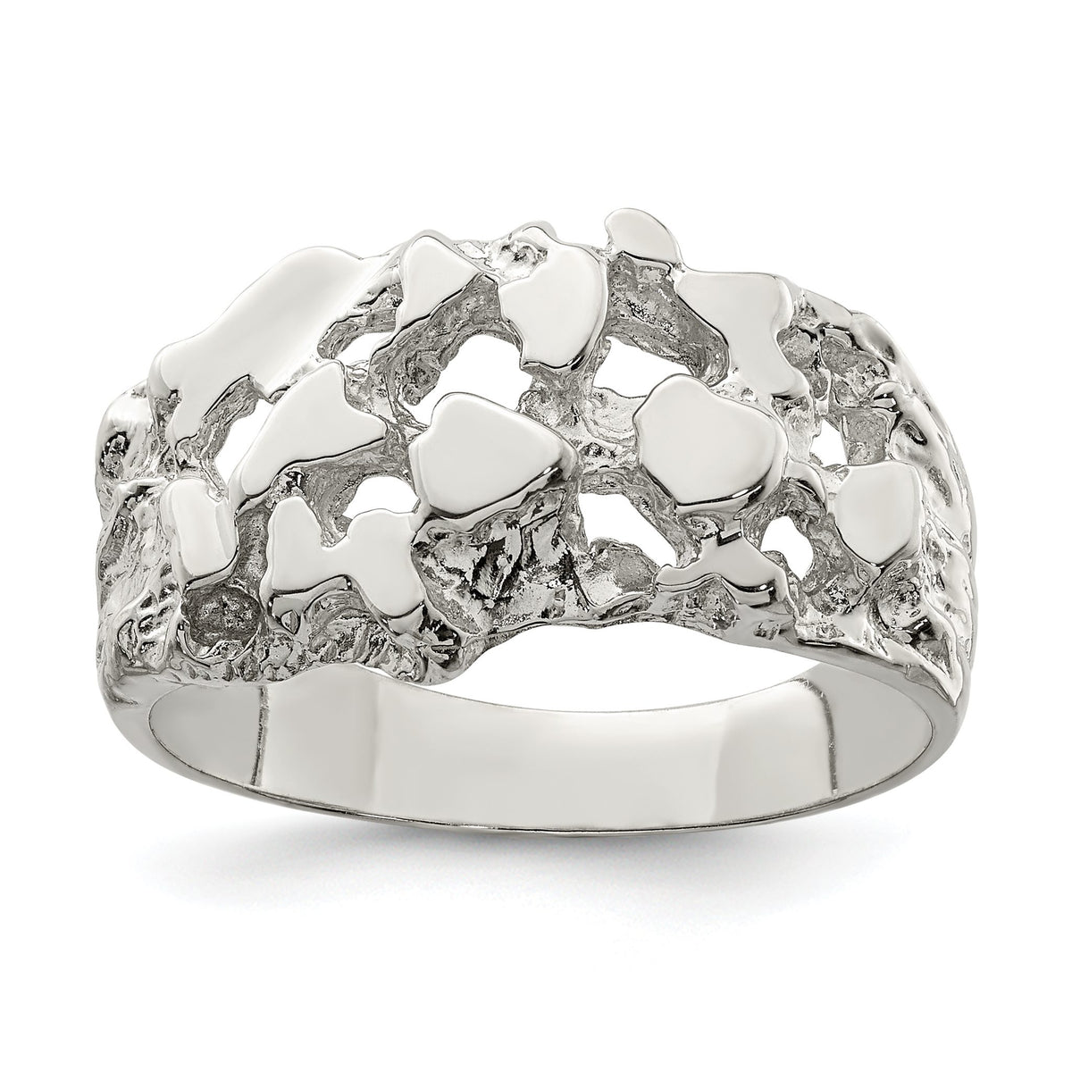 Men's Nugget Ring in Sterling Silver, 3.75mm Textured, Size 9–11 - Sophia Jewelers Main image