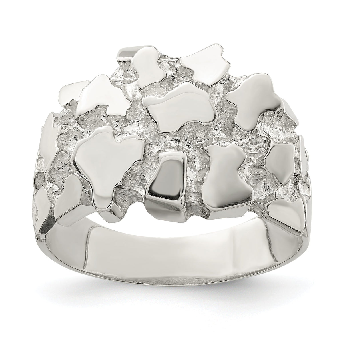 Men's Nugget Ring in Sterling Silver, 4mm Textured, Size 9–11 - Sophia Jewelers Main image