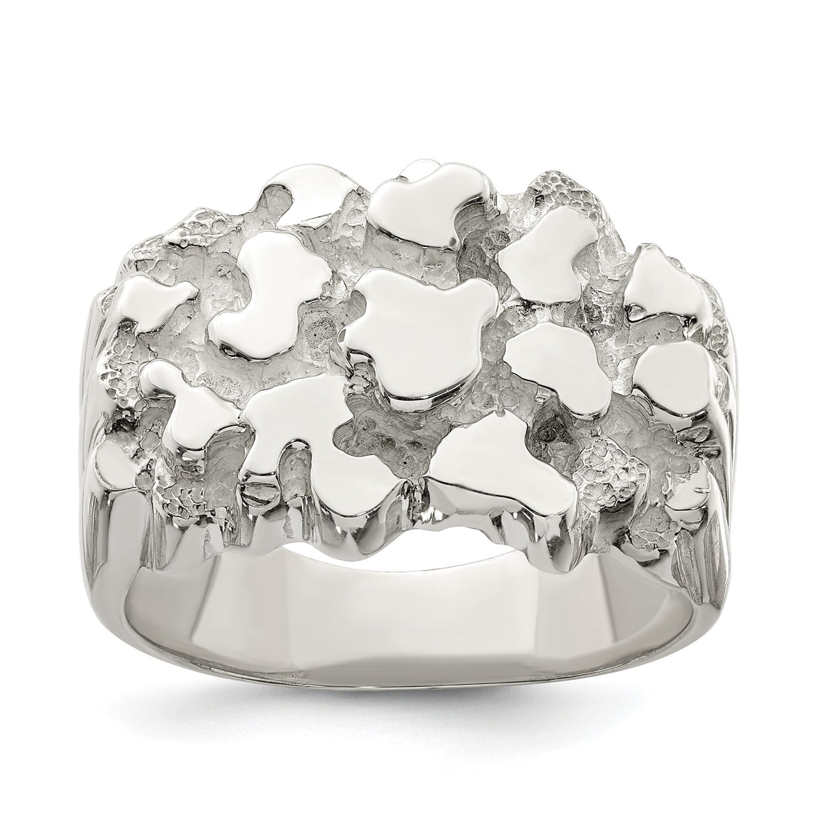 Men's Nugget Ring in Sterling Silver, 5.2mm Textured, Size 9–11 - Sophia Jewelers Main image