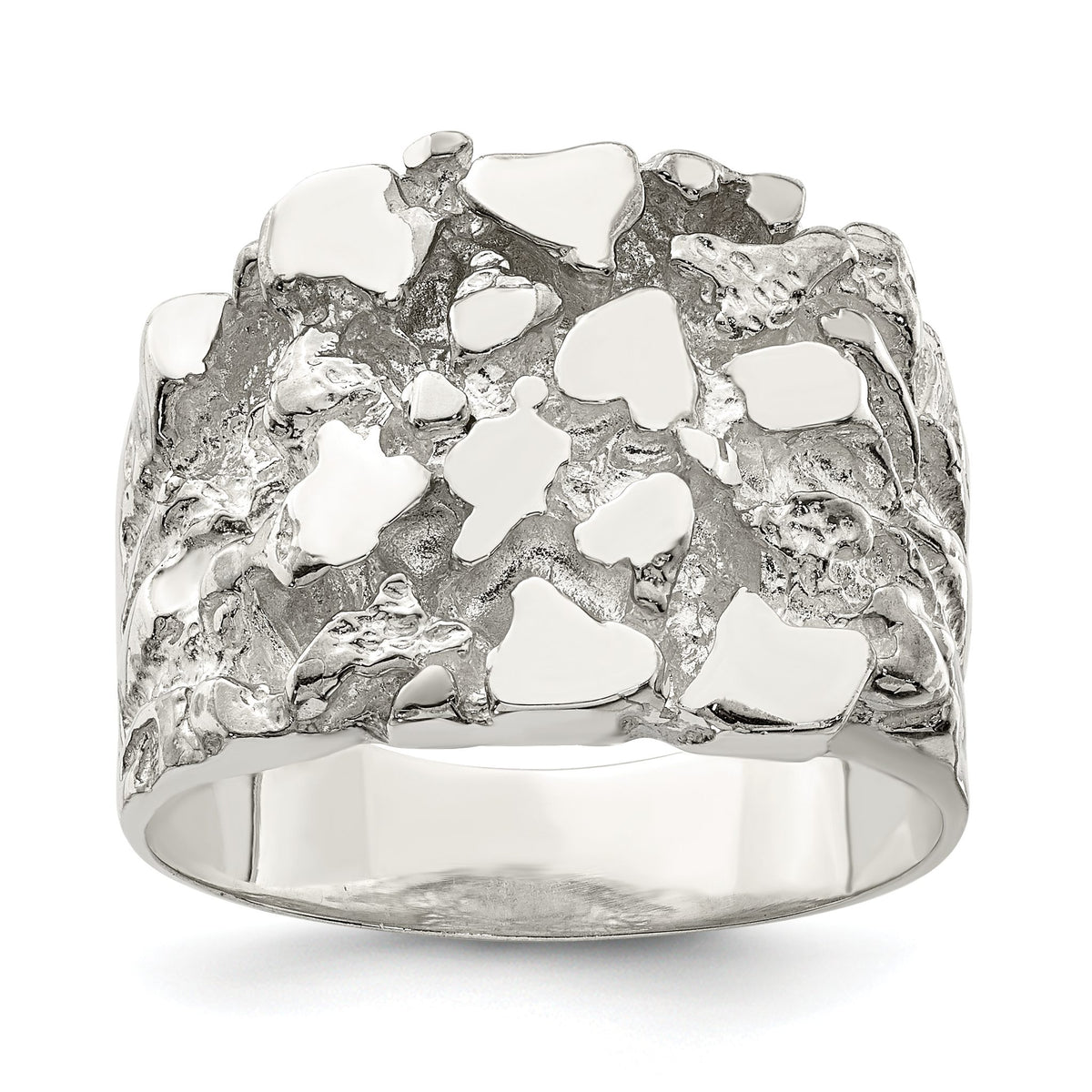 Men's Organic Irregular Nugget Ring in Sterling Silver, Textured, Size 9–11 - Sophia Jewelers Main image