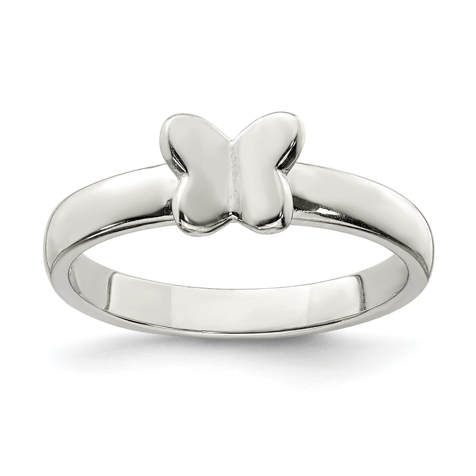 Sterling Silver Rhodium-plated Polished Butterfly Children's Ring Main image
