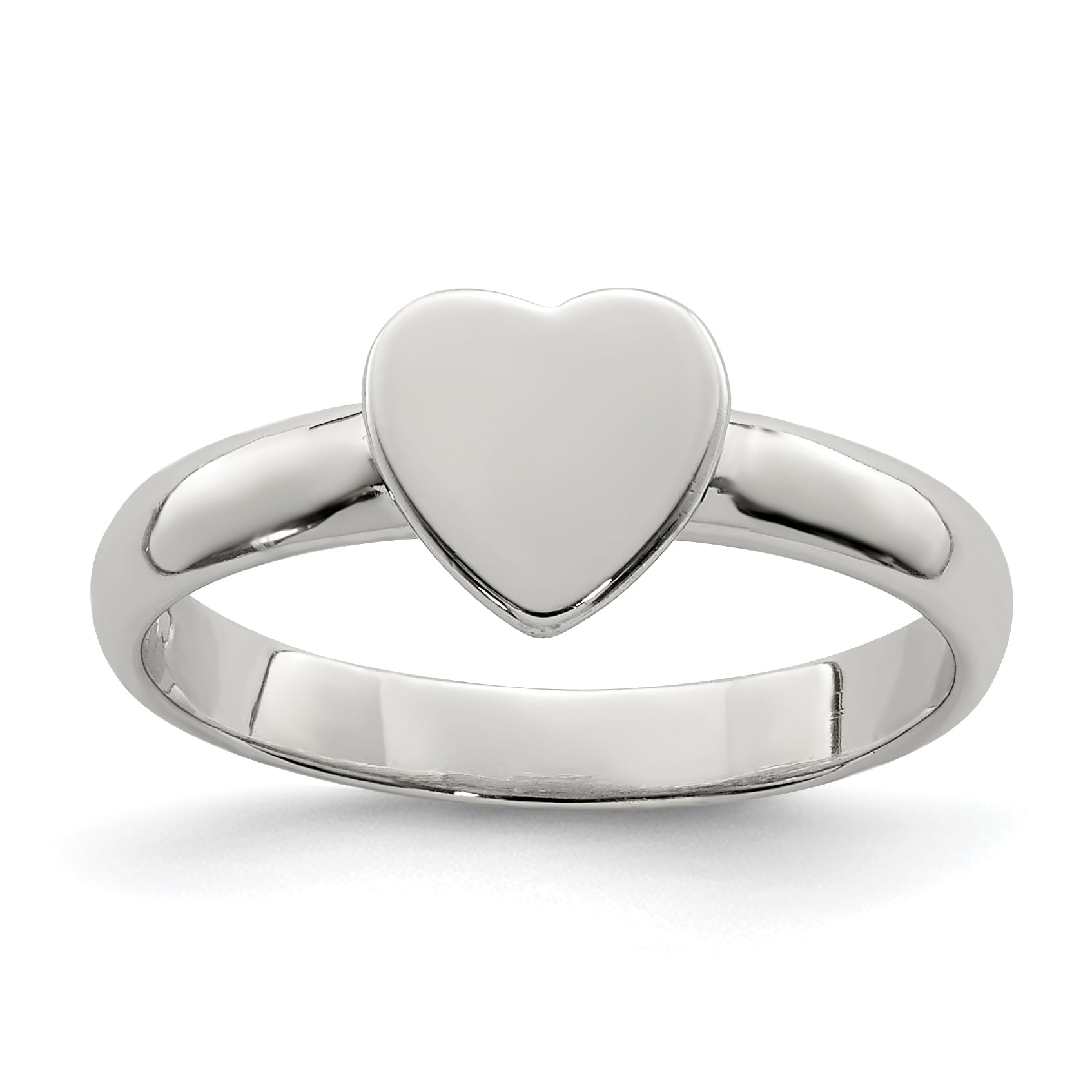 Sterling Silver Rhodium-plated Polished Heart Children's Ring Main image