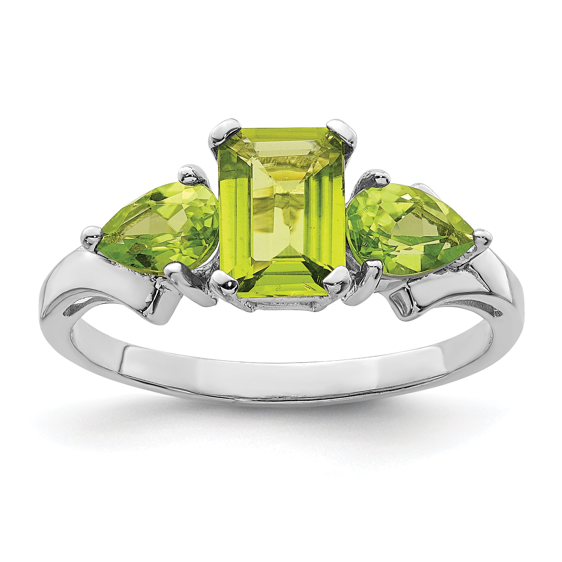 Sterling Silver Rhodium Peridot Ring Main image