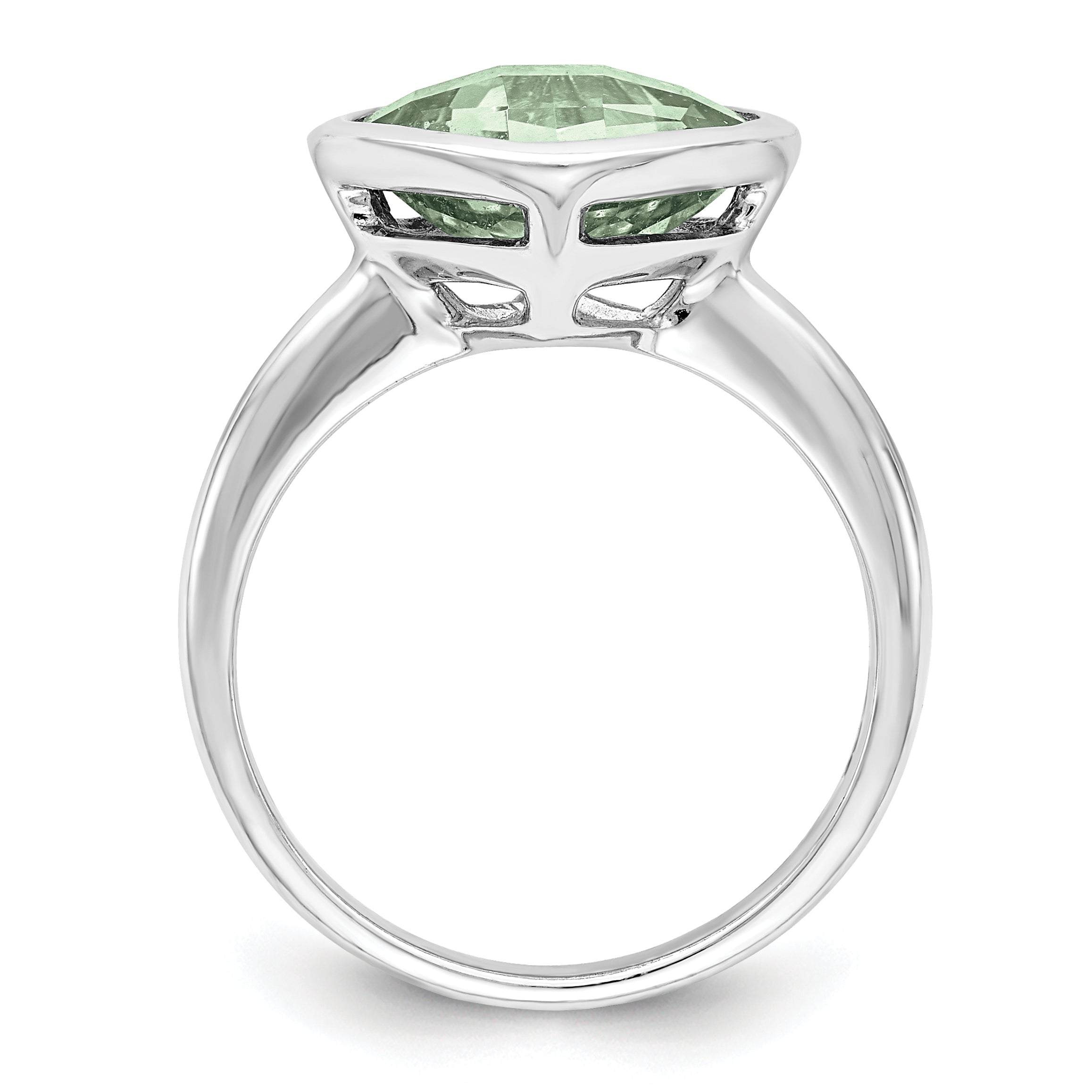 Sterling Silver Rhodium Green Quartz Ring Secondary image