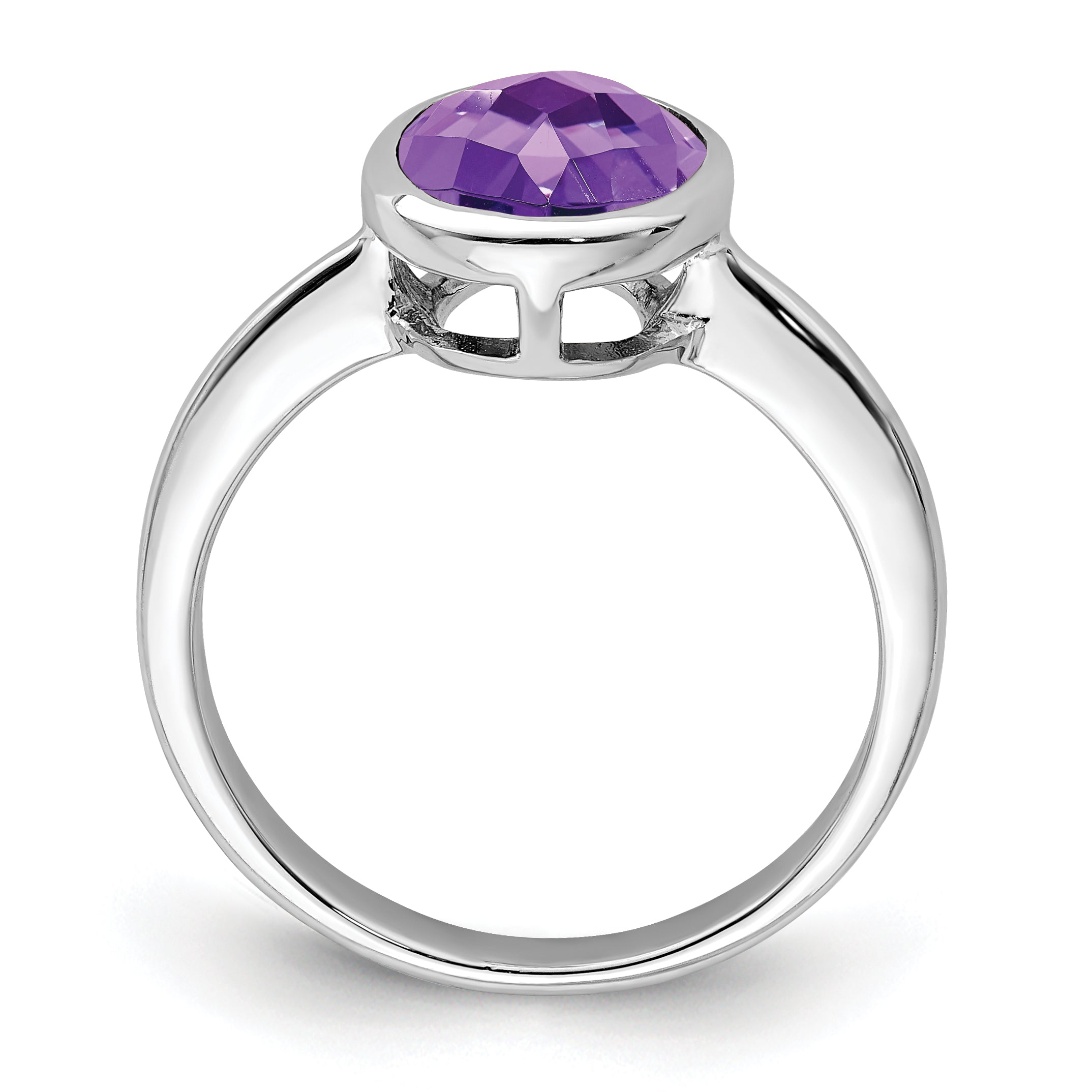 Sterling Silver Rhodium-plated Amethyst Ring Secondary image