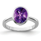 Sterling Silver Rhodium-plated Amethyst Ring