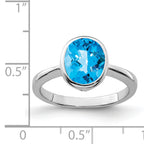 Sterling Silver Rhodium Blue Topaz Ring