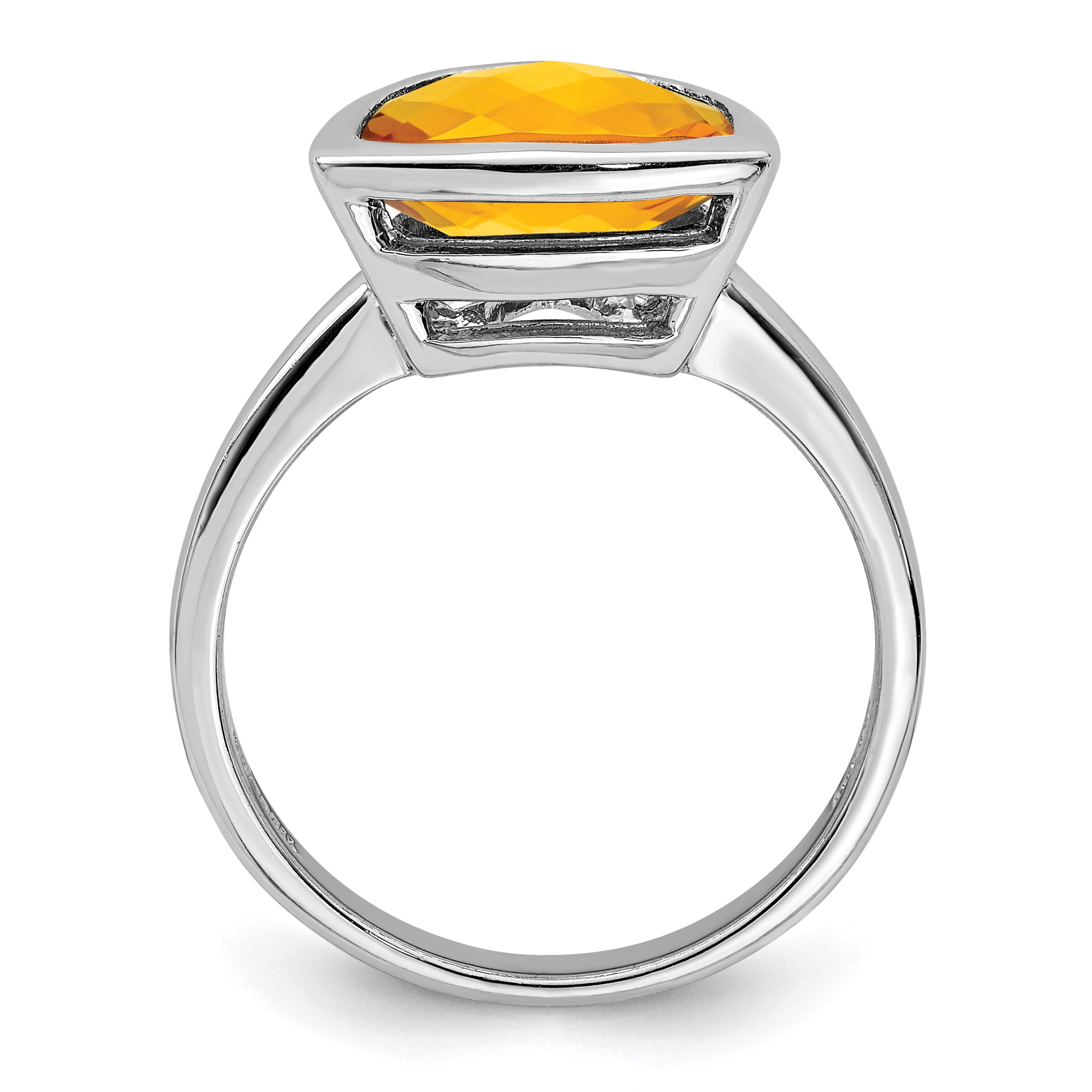 Sterling Silver Rhodium Citrine Ring Secondary image