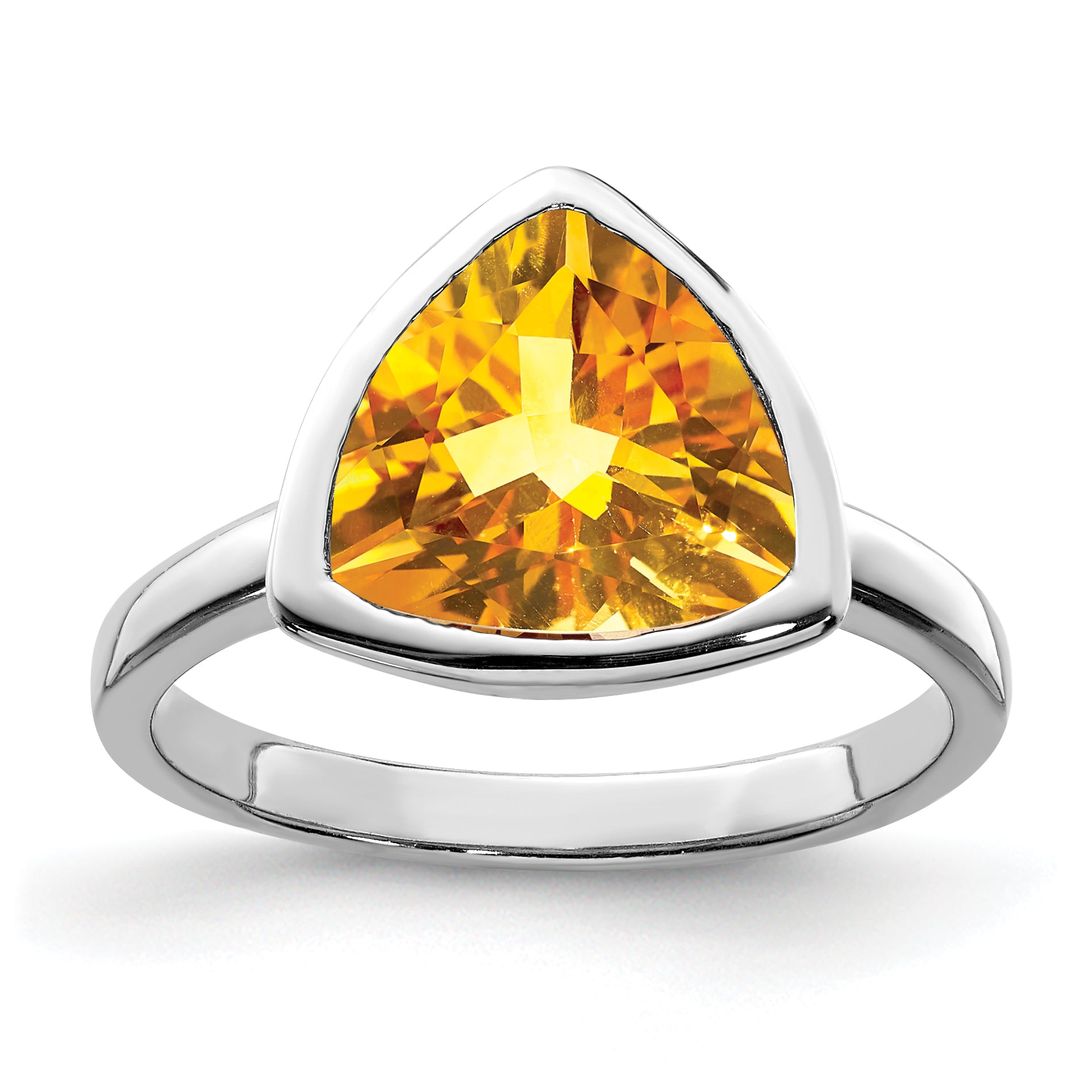 Sterling Silver Rhodium Citrine Ring Main image