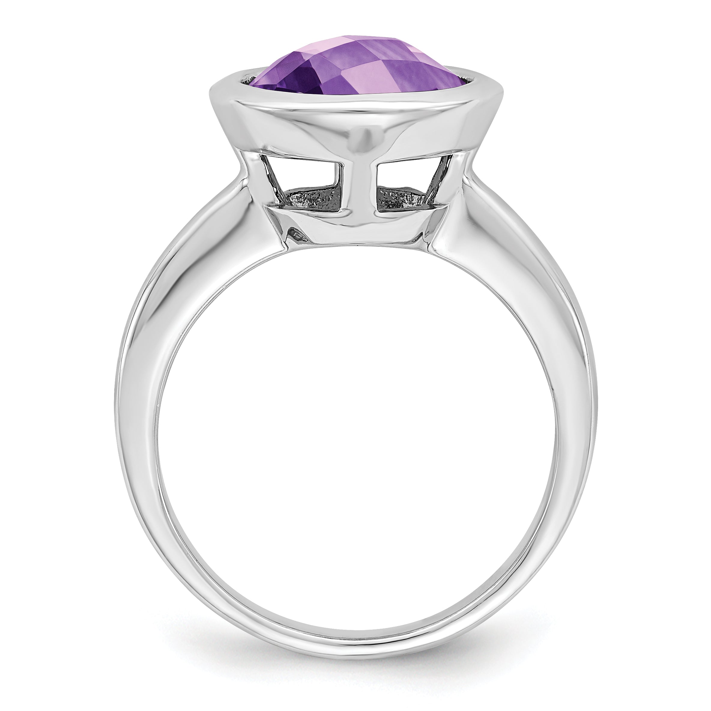 Sterling Silver Rhodium-plated Amethyst Ring Secondary image