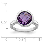 Sterling Silver Rhodium-plated Amethyst Ring