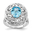 Sterling Silver Rhodium Blue Topaz and Diam. Ring