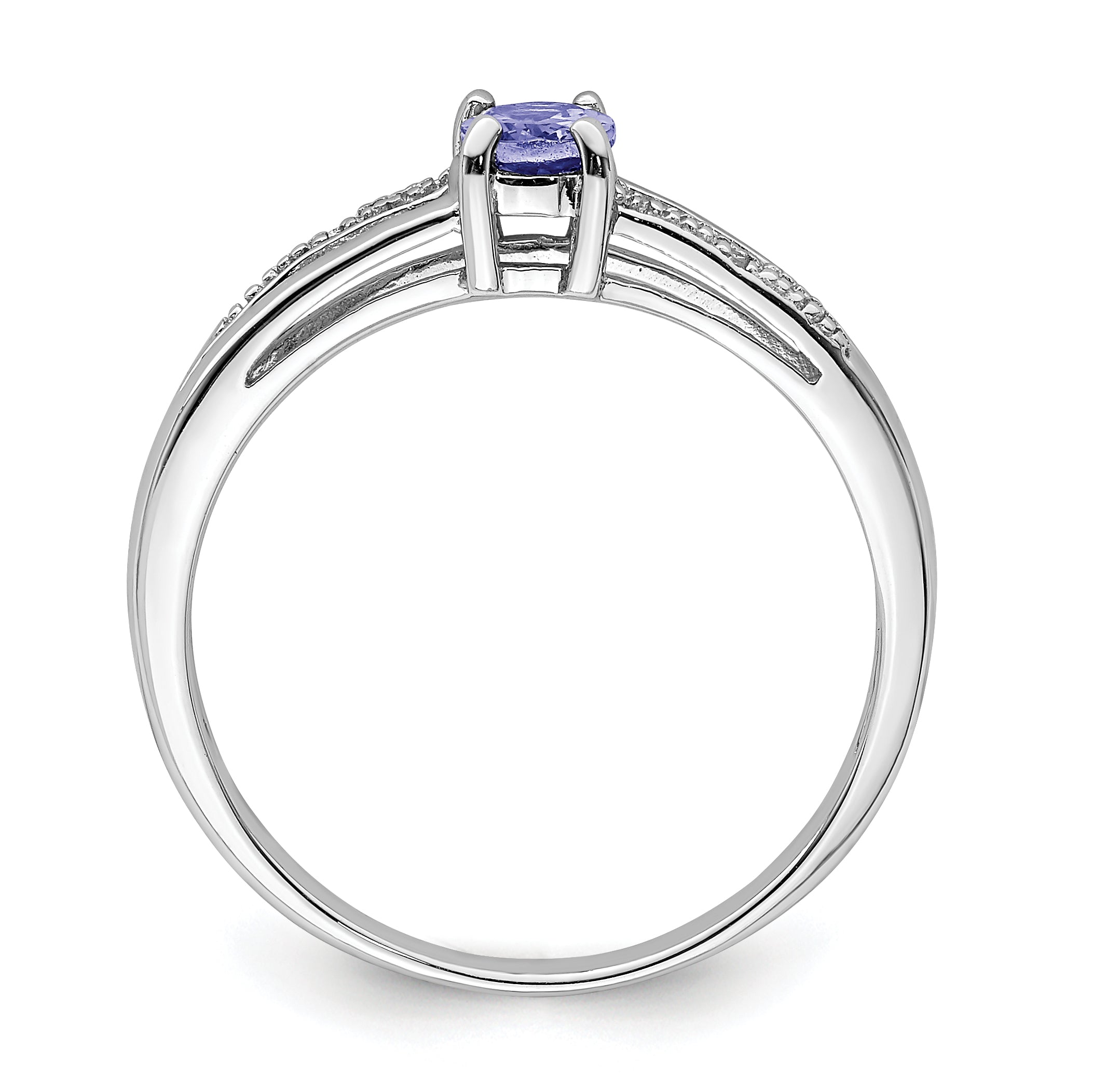 Sterling Silver Rhodium Plated Diamond and Tanzanite Ring Secondary image