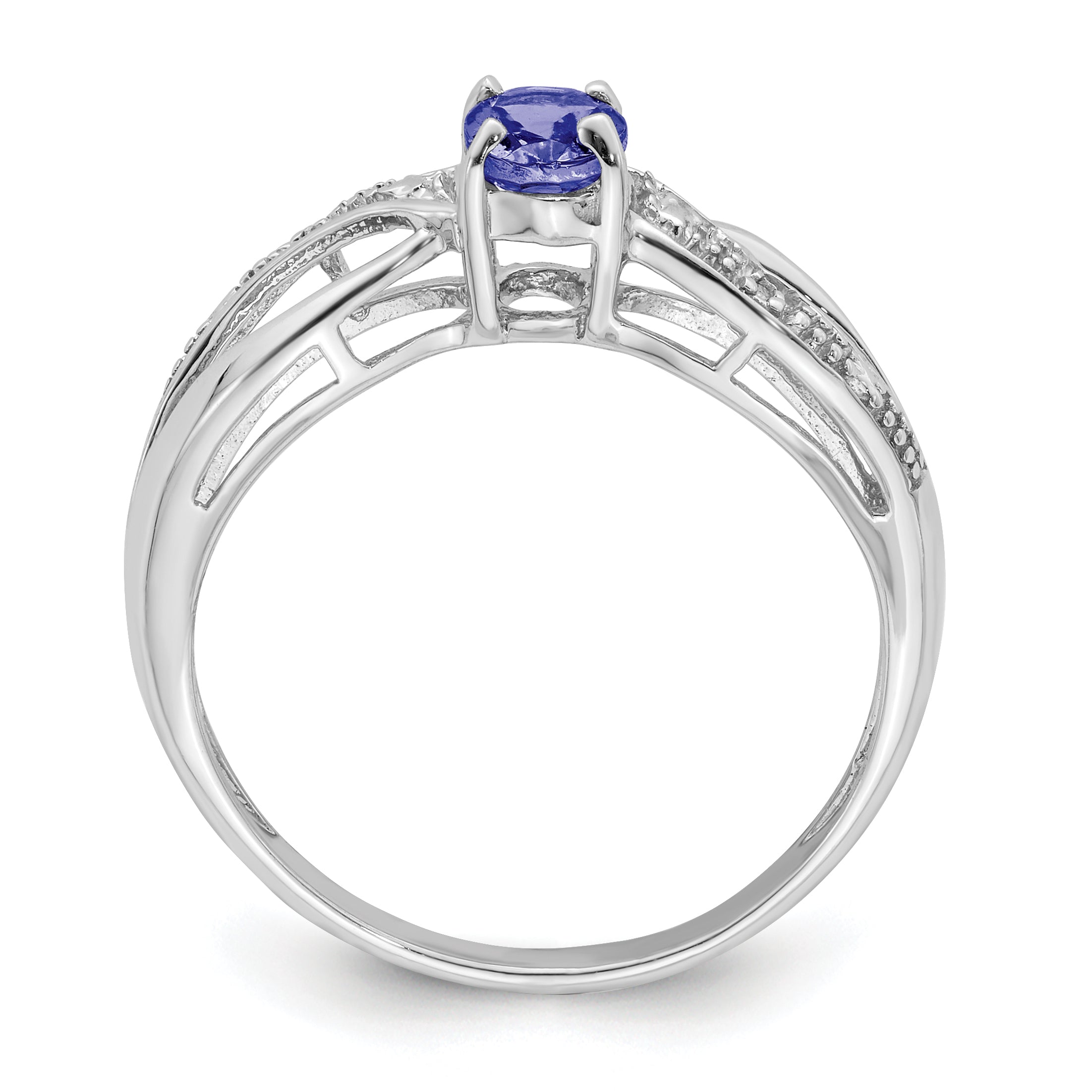 Sterling Silver Rhodium Plated Diamond and Tanzanite Ring Secondary image