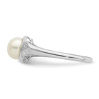 Sterling Silver Rhodium Plated Diamond and FW Cultured Pearl Ring