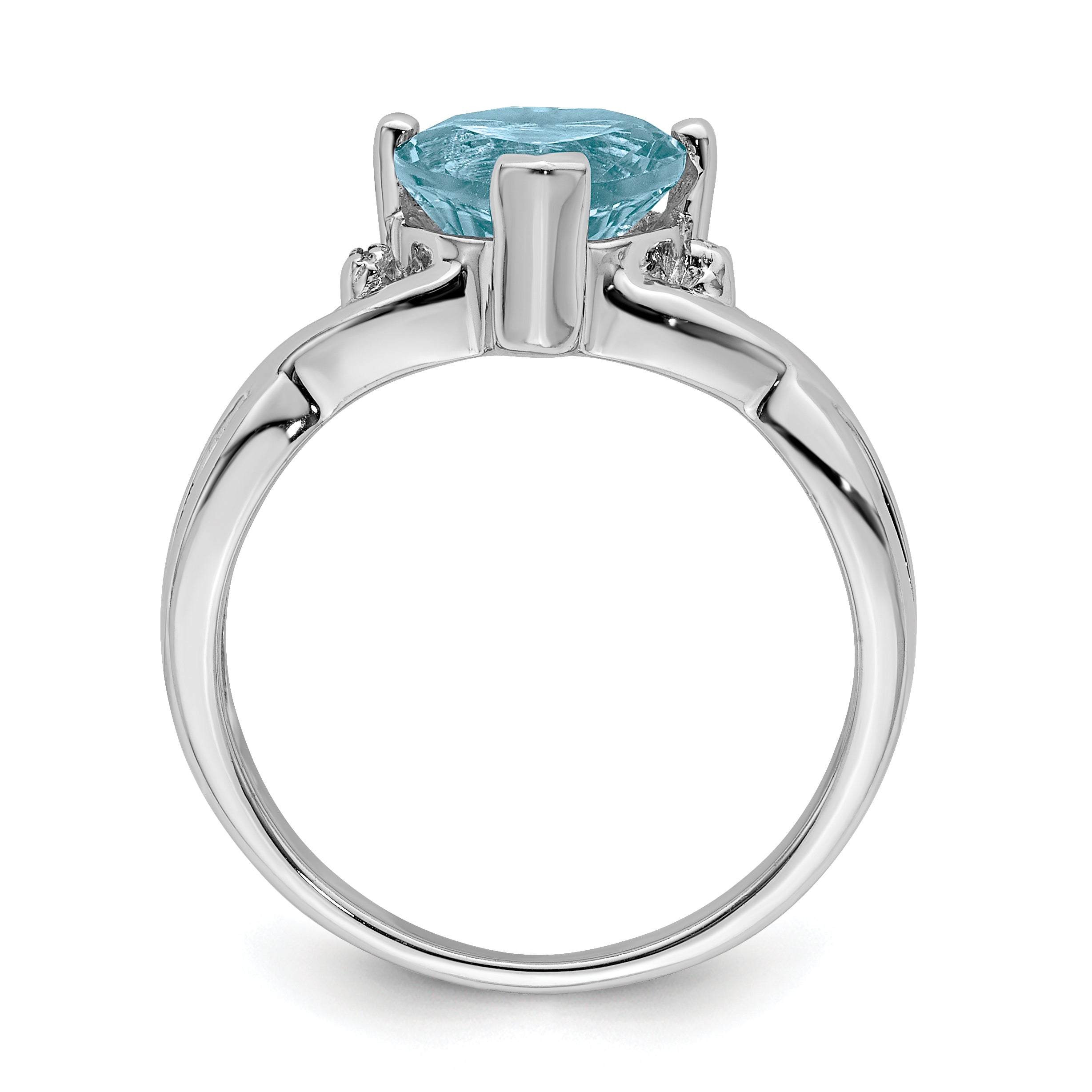 Sterling Silver Rhodium Plated Diamond & Lt Swiss BT Heart Ring Secondary image