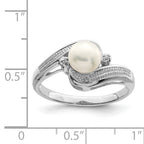 Sterling Silver Rhodium-Plated Plated Diamond and FW Cultured Pearl Ring