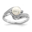 Sterling Silver Rhodium-Plated Plated Diamond and FW Cultured Pearl Ring