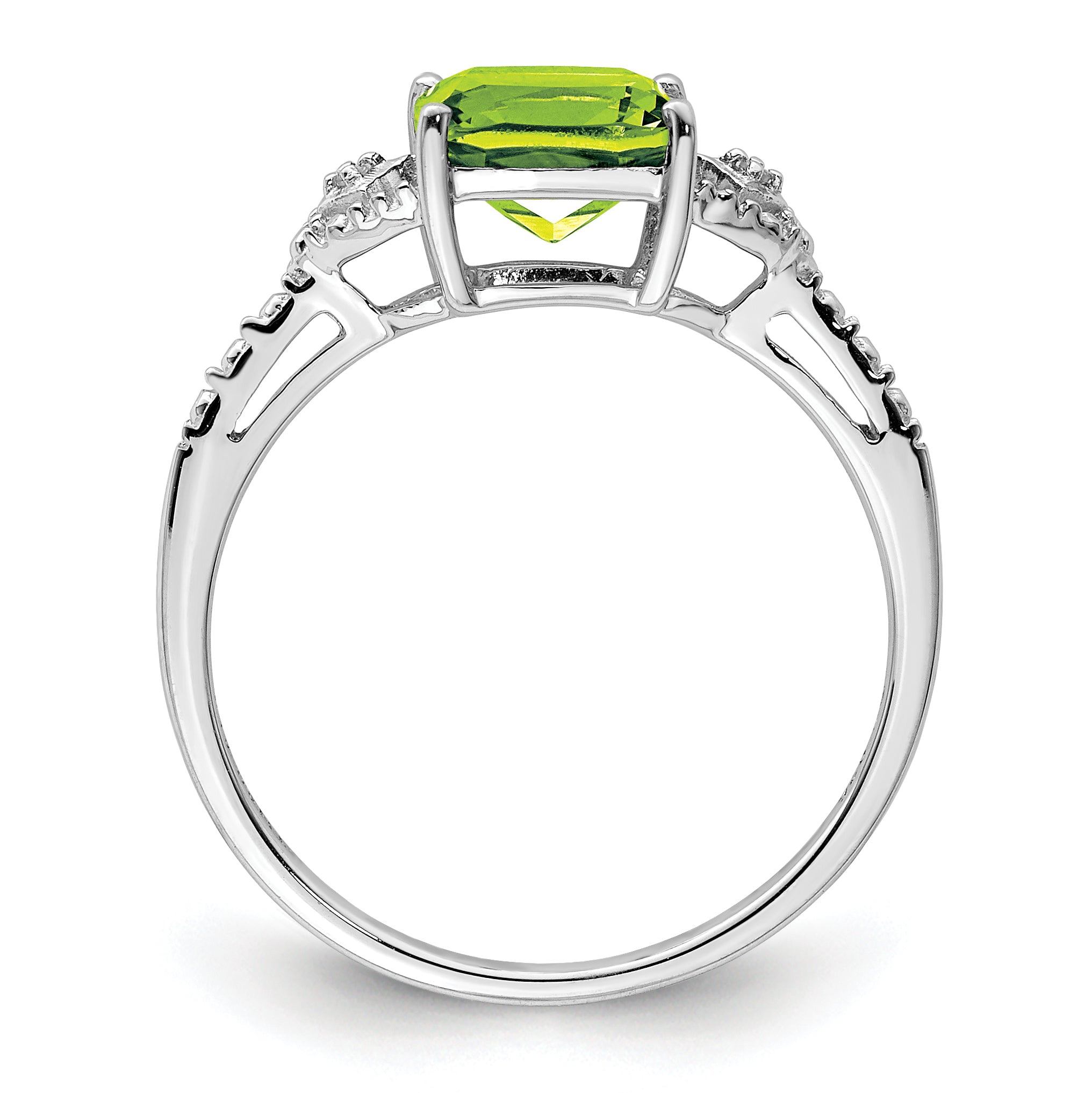 Sterling Silver Rhodium Plated Diamond and Peridot Ring Secondary image