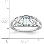 Sterling Silver Rhodium Plated Aquamarine Ring