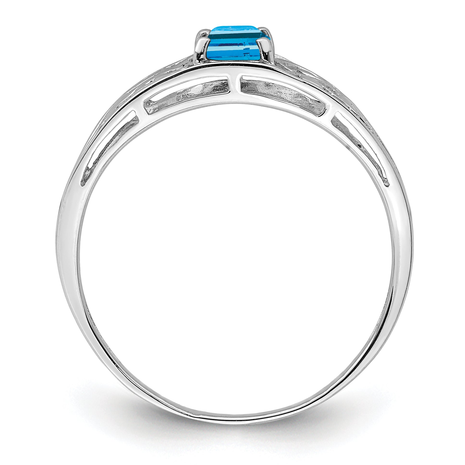 Sterling Silver Rhodium Plated Sky Blue Topaz Ring Secondary image