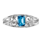 Sterling Silver Rhodium Plated Sky Blue Topaz Ring