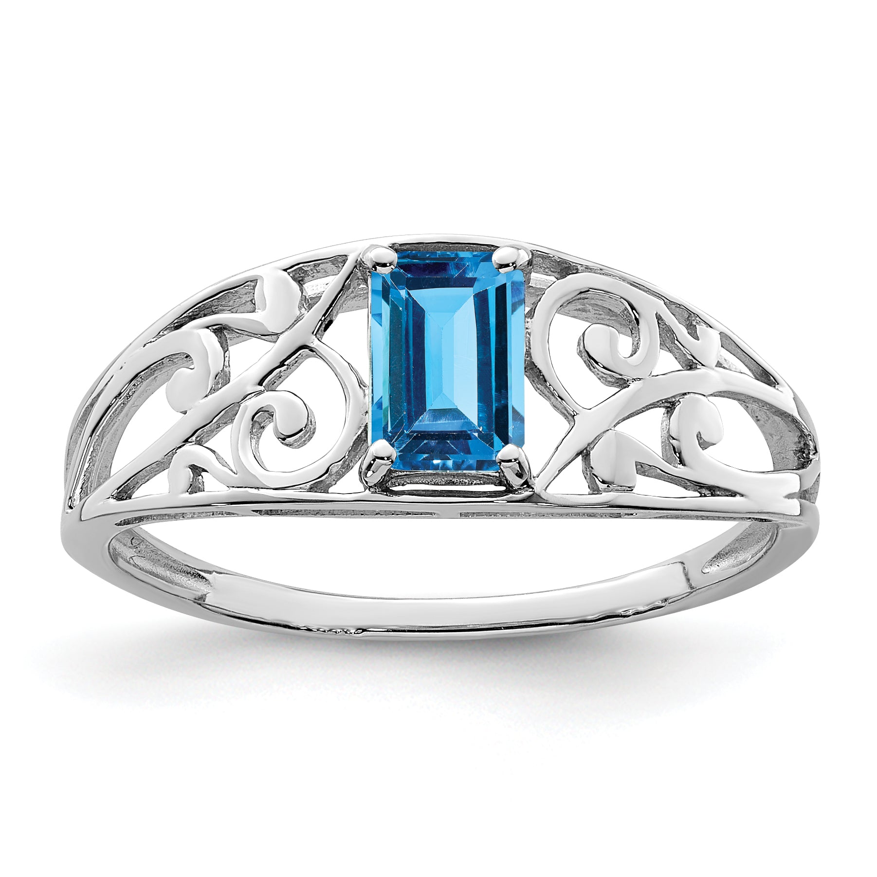 Sterling Silver Rhodium Plated Sky Blue Topaz Ring Main image