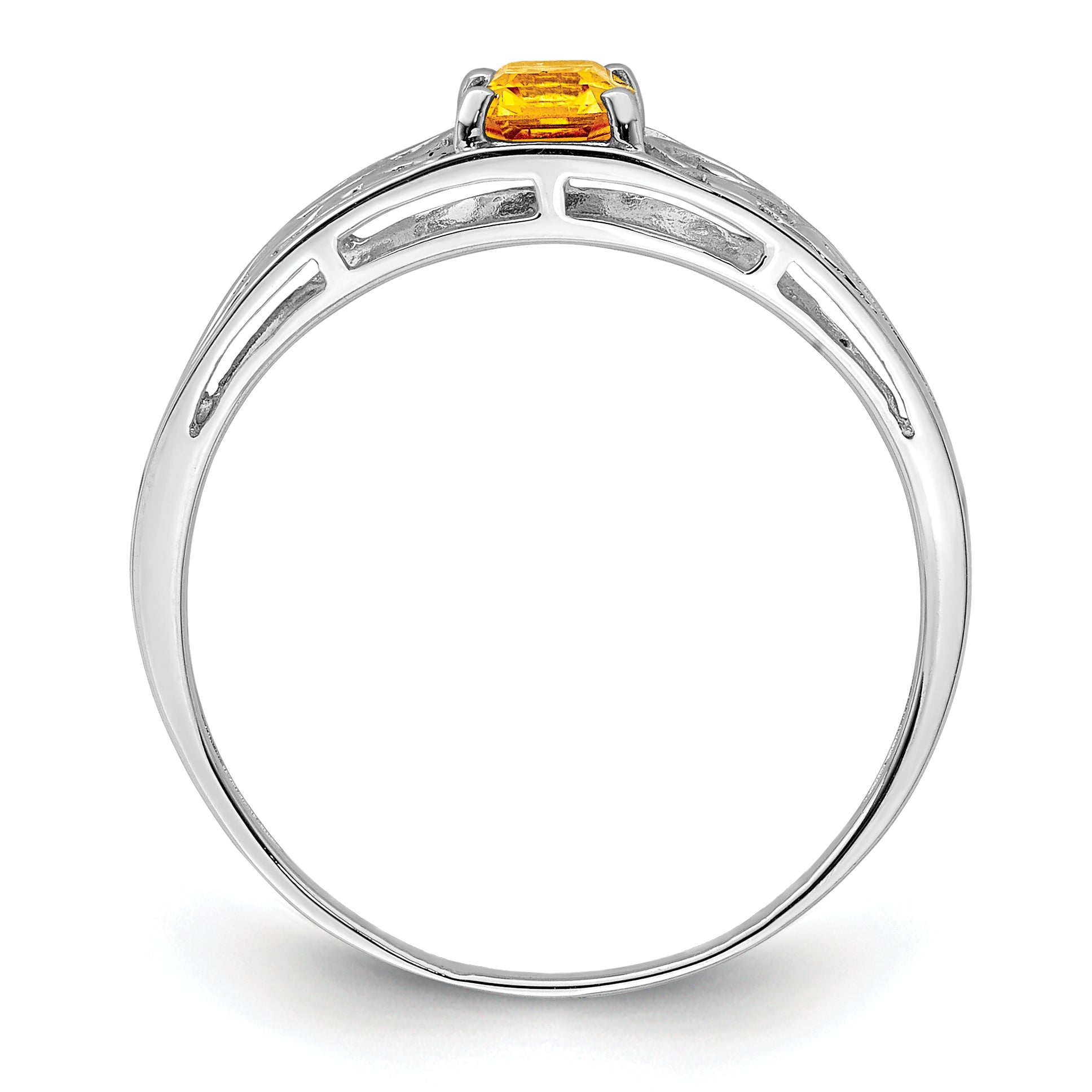 Sterling Silver Rhodium Plated Citrine Ring Secondary image