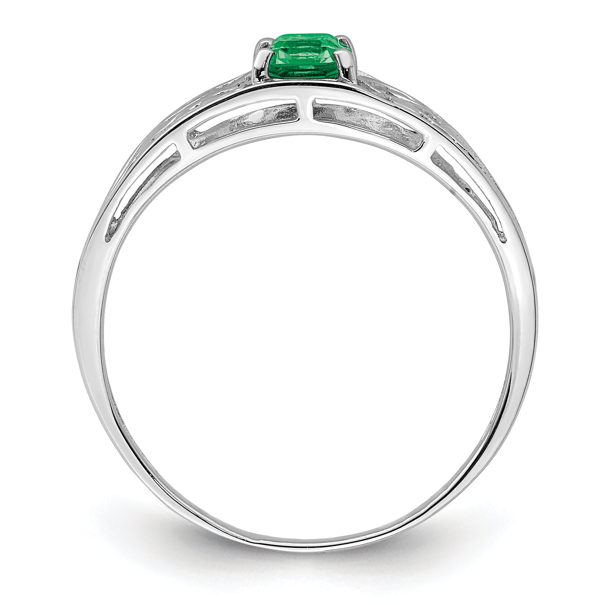 Sterling Silver Rhodium Plated Emerald Ring Secondary image